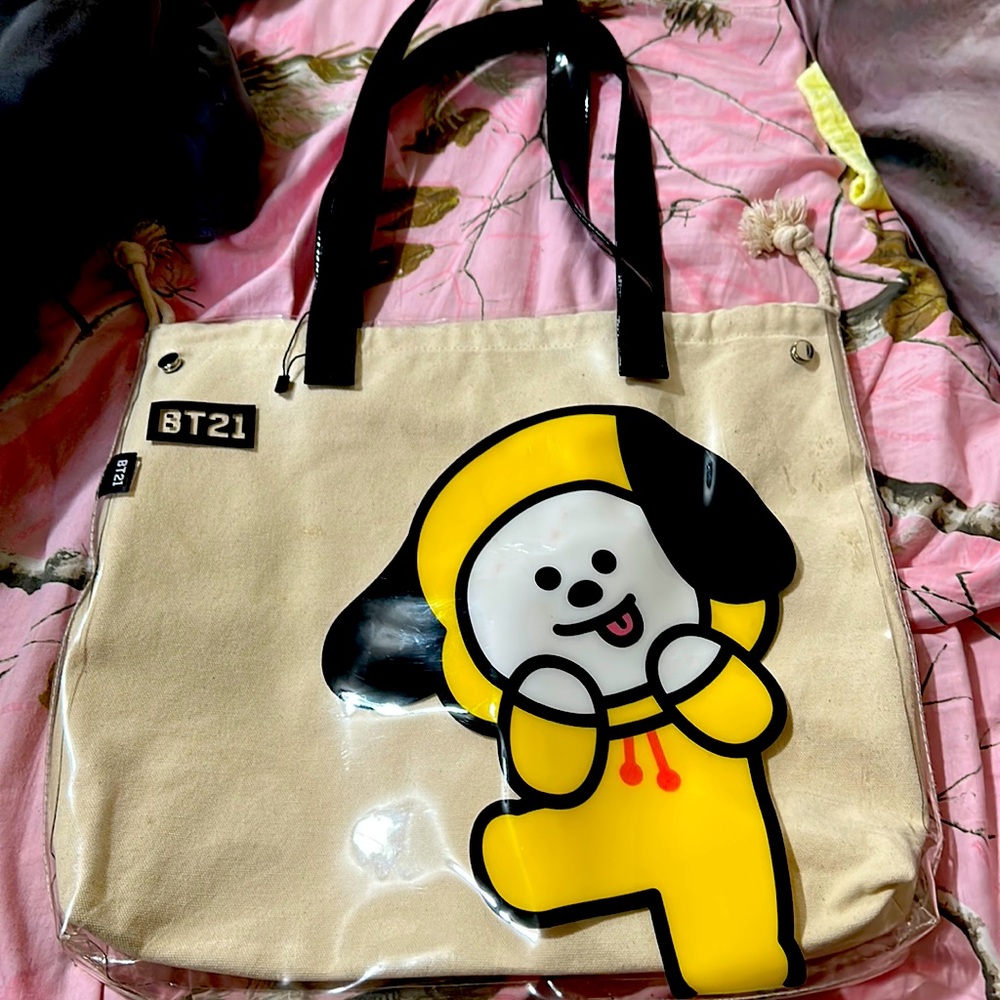 BTS Chimmy Vinyl/Canvas Tote Bag EUC!!